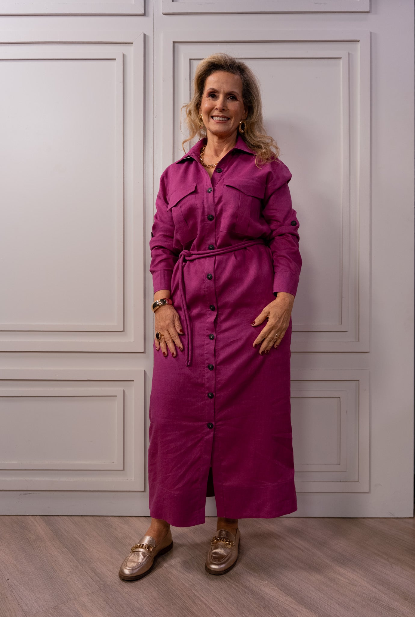 VESTIDO CHEMISE COM CINTO