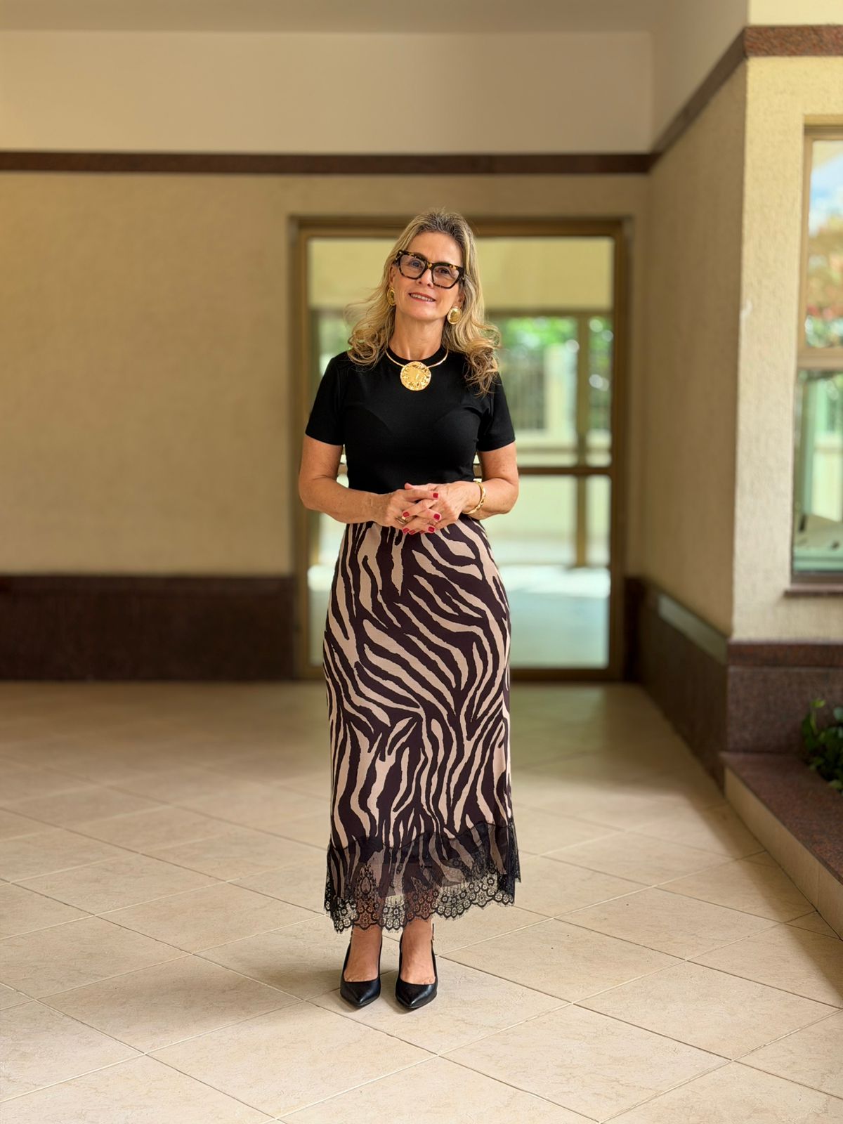 SAIA ANIMAL PRINT RENDA NA BARRA